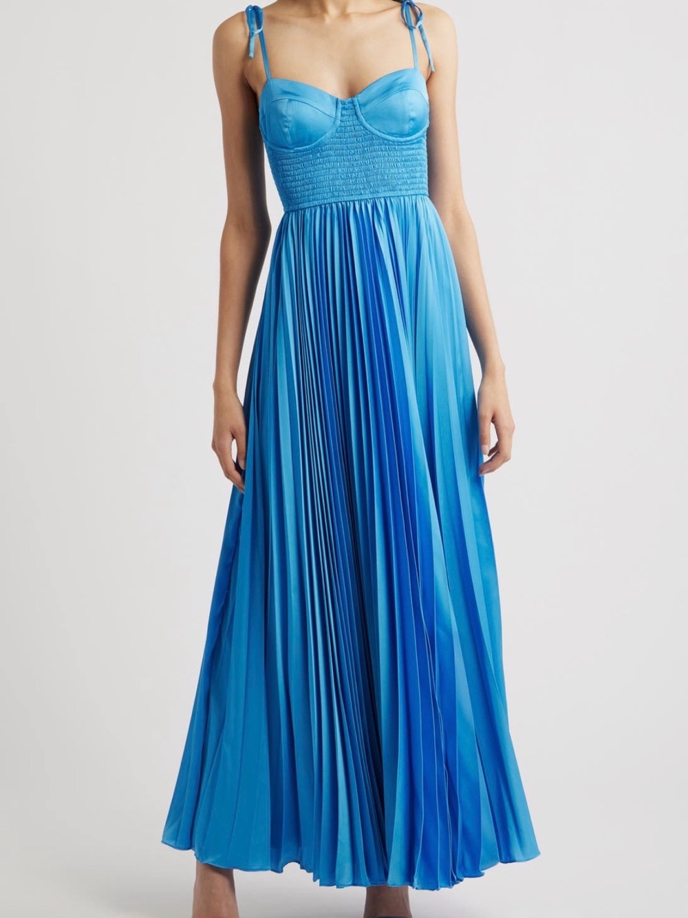 NWT Hutch Ayla Pleated Bustier Maxi Dress in Bright Blue